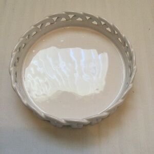 PartyLite White Lattice 3 Wick Ceramic Candle Holder P0110 NIB